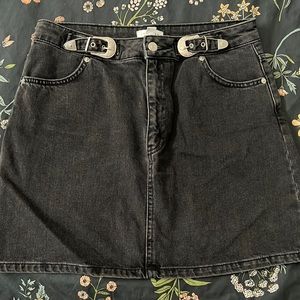 Faded Black Denim Cowgirl Skirt